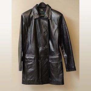 Danier Leather Women's Black Jacket with Double-Breasted Button Front - Size M